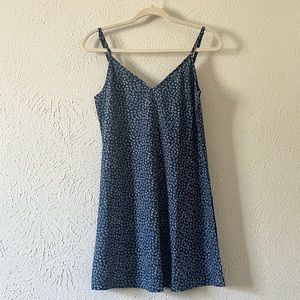 Blue White Floral Mini Slip Dress S